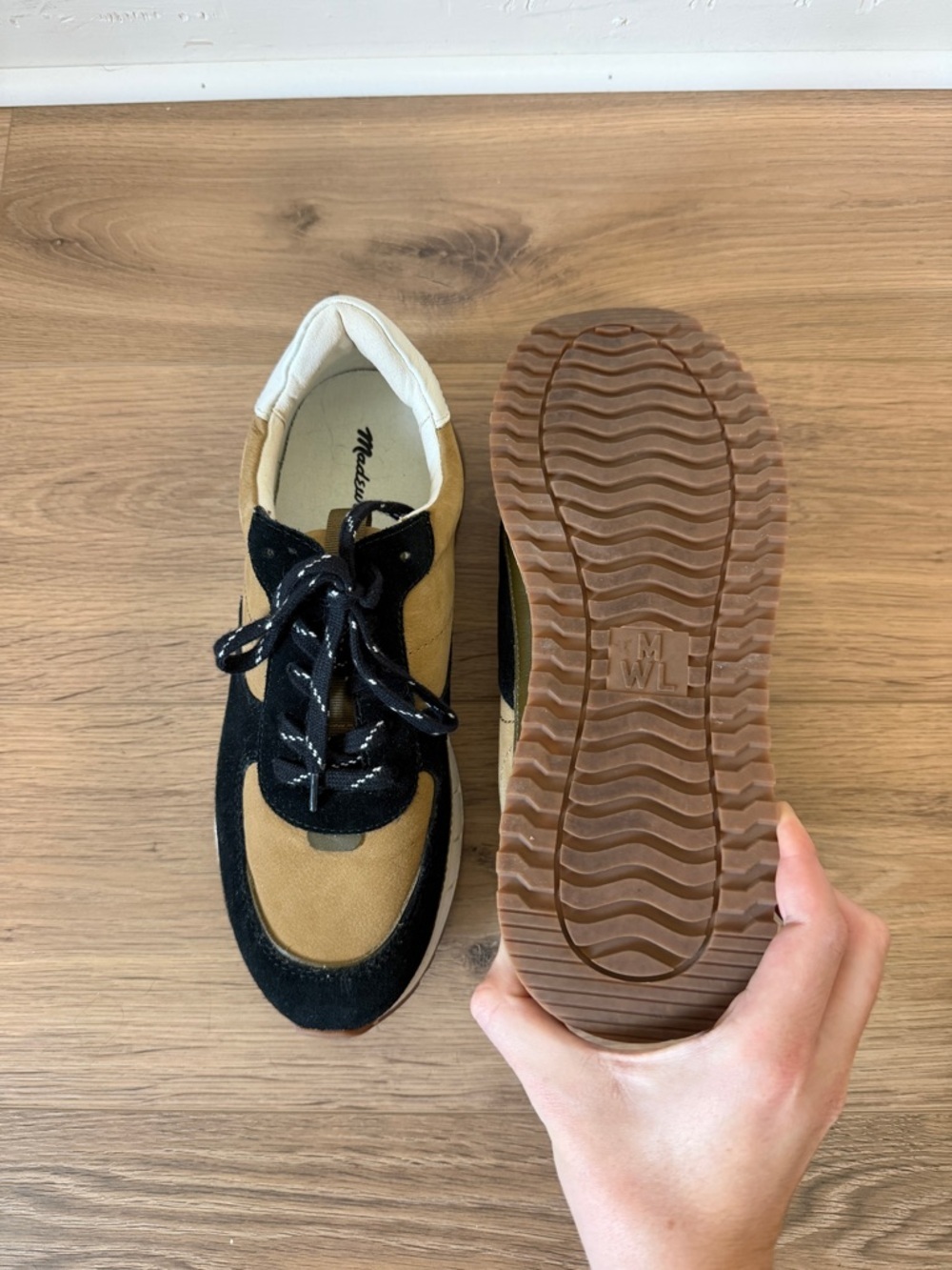 Madewell Women's Kickoff Trainer Sneakers in Neutral Colorblock Leather size 8.5 - Picture 4 of 6